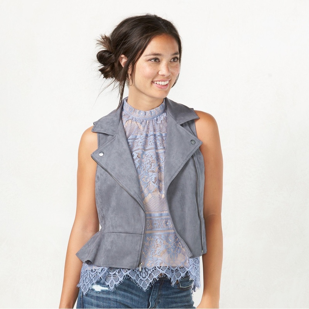 Size 6 Lauren Conrad Suede Vest Peplum top